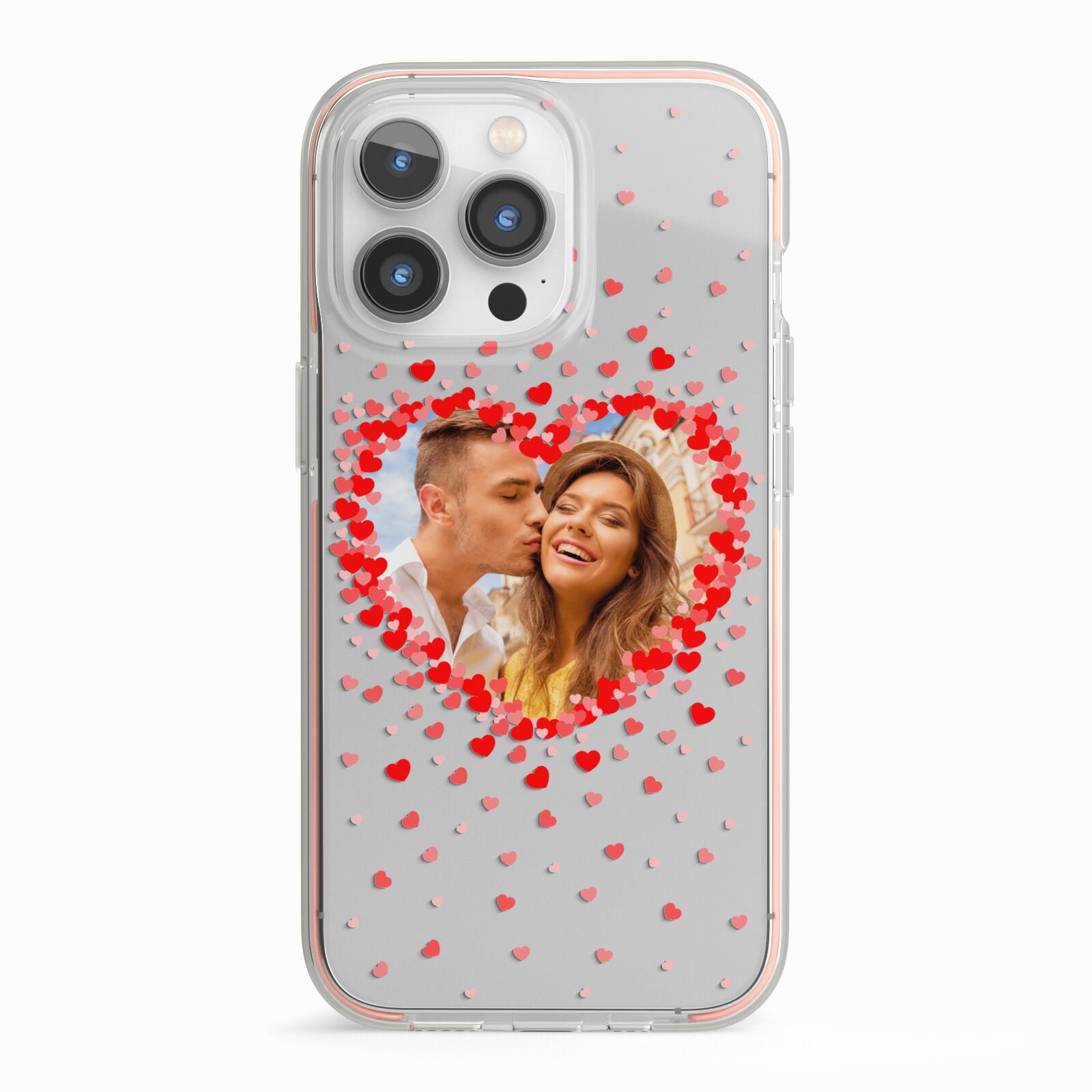 Photo Confetti Heart iPhone 13 Pro TPU Impact Case with Pink Edges