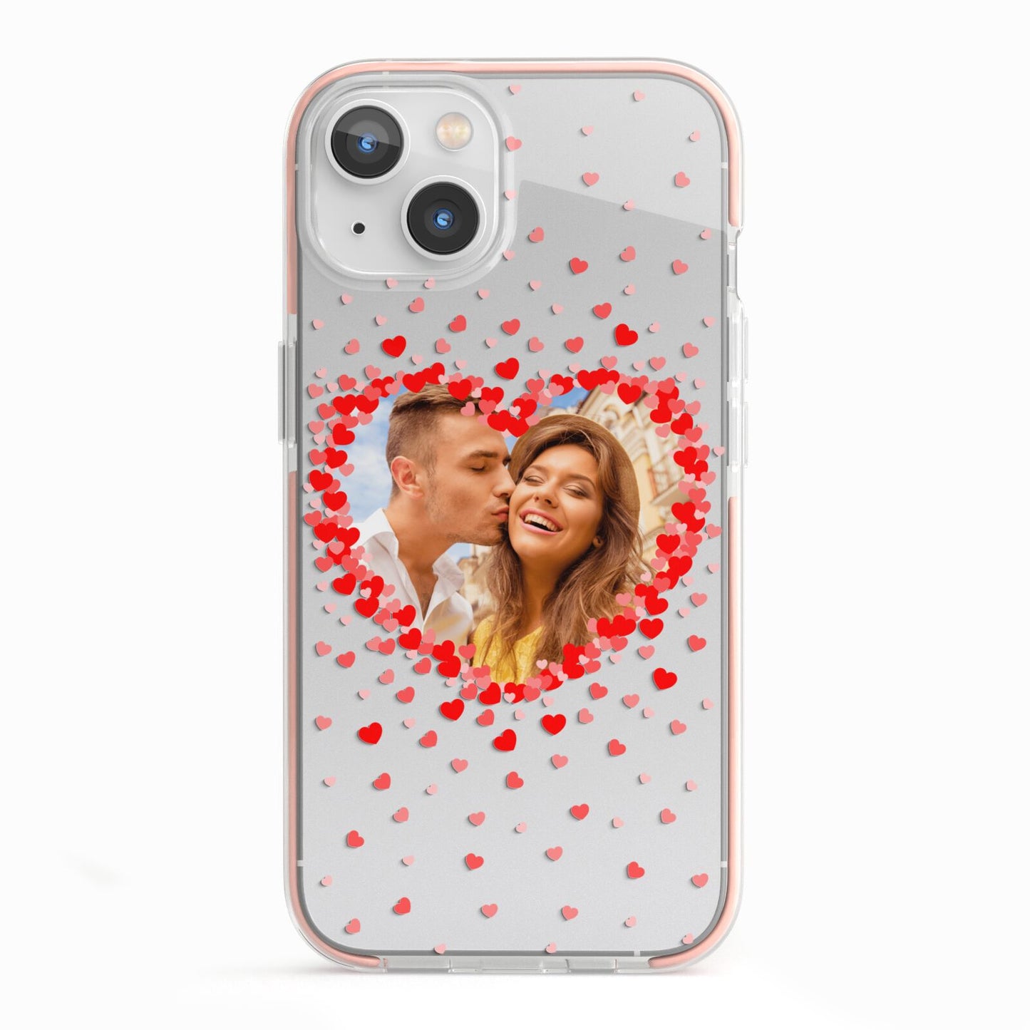 Photo Confetti Heart iPhone 13 TPU Impact Case with Pink Edges