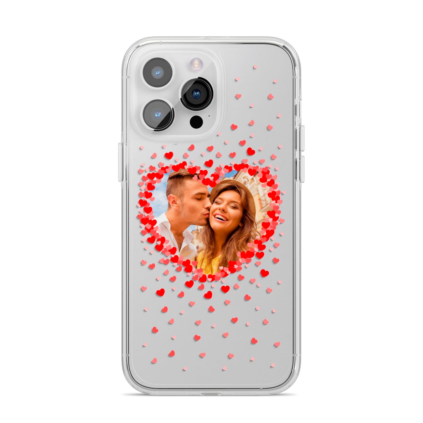 Photo Confetti Heart iPhone 14 Pro Max Clear Tough Case Silver