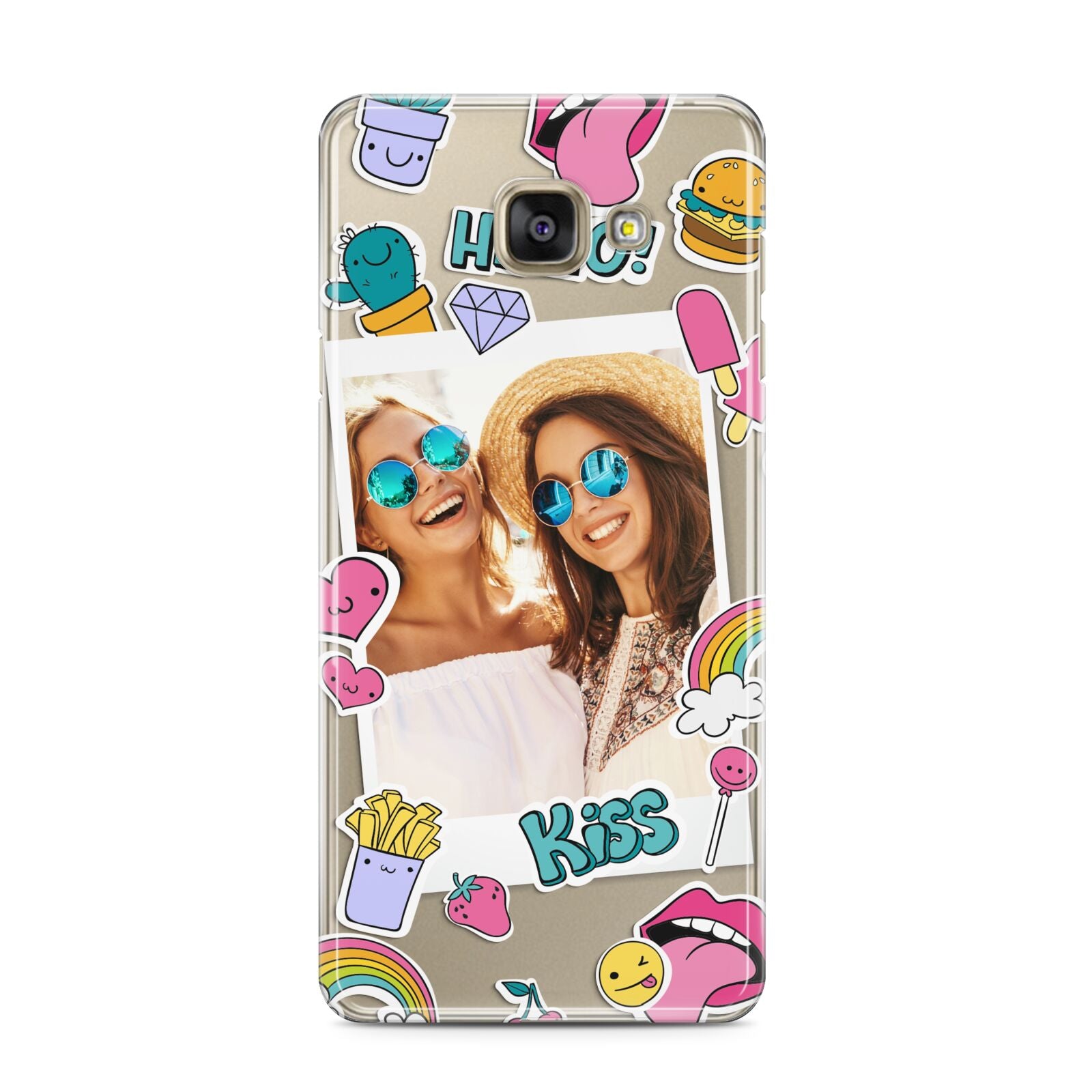 Photo Cute Stickers Samsung Galaxy A3 2016 Case on gold phone