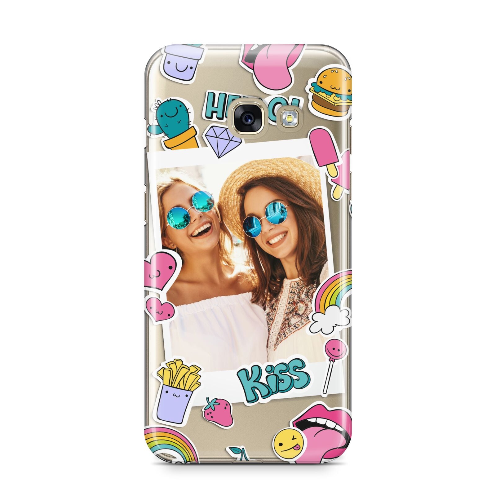 Photo Cute Stickers Samsung Galaxy A3 2017 Case on gold phone