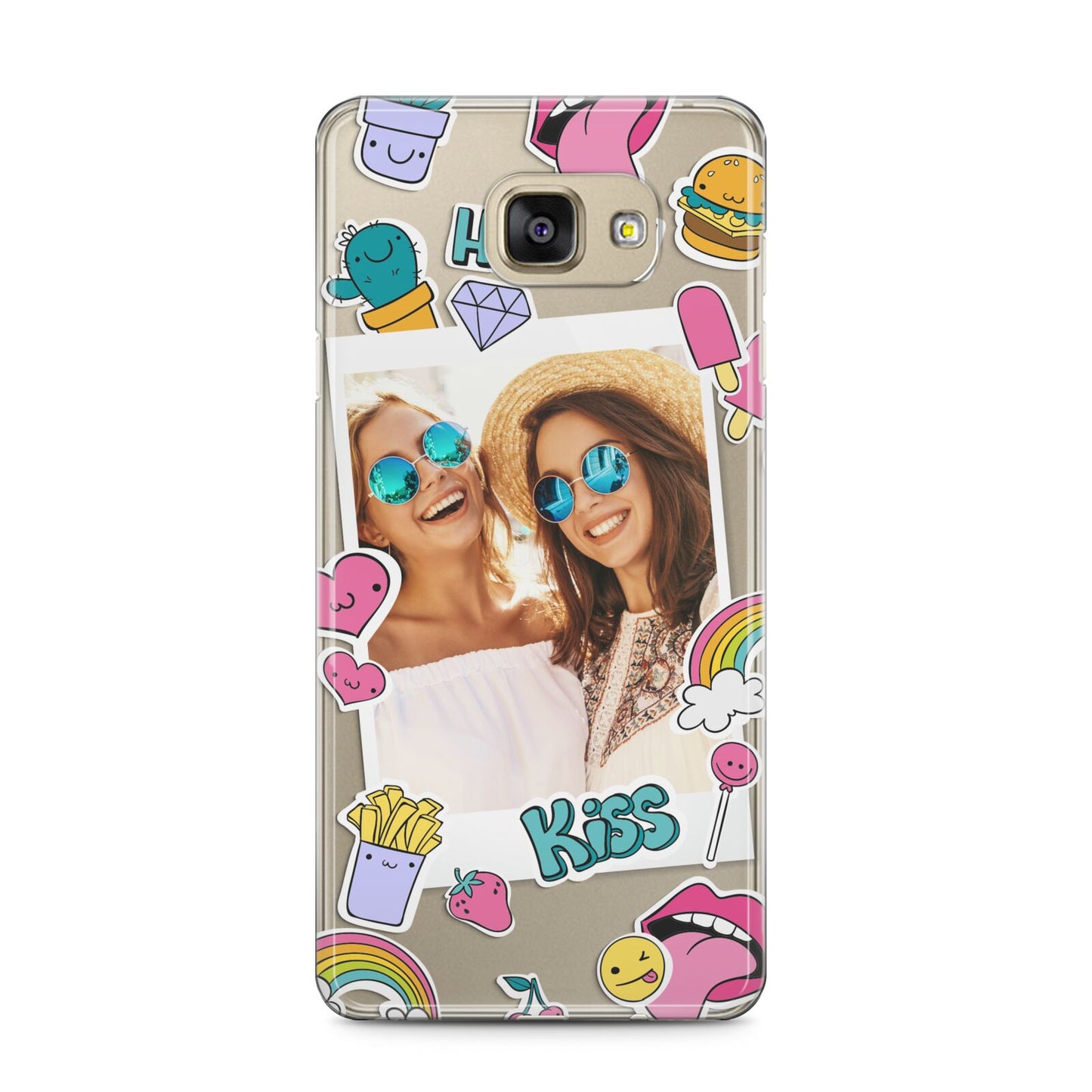Photo Cute Stickers Samsung Galaxy A5 2016 Case on gold phone