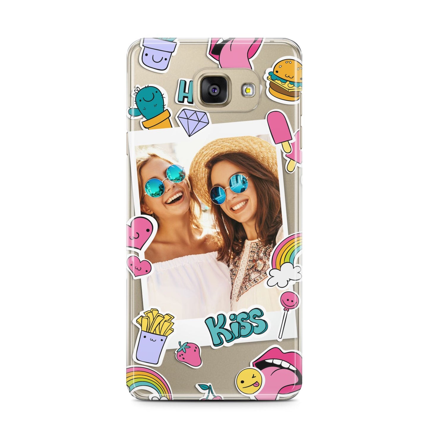 Photo Cute Stickers Samsung Galaxy A7 2016 Case on gold phone