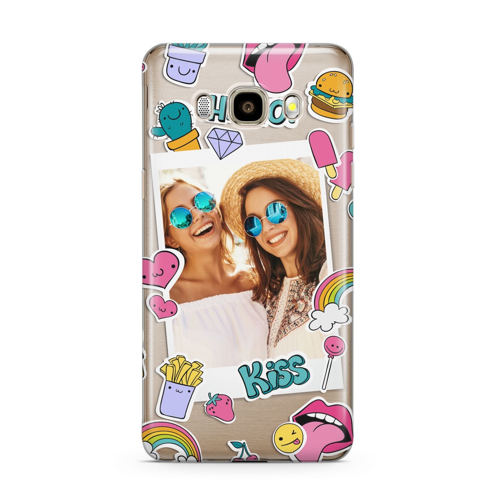Photo Cute Stickers Samsung Galaxy J7 2016 Case on gold phone
