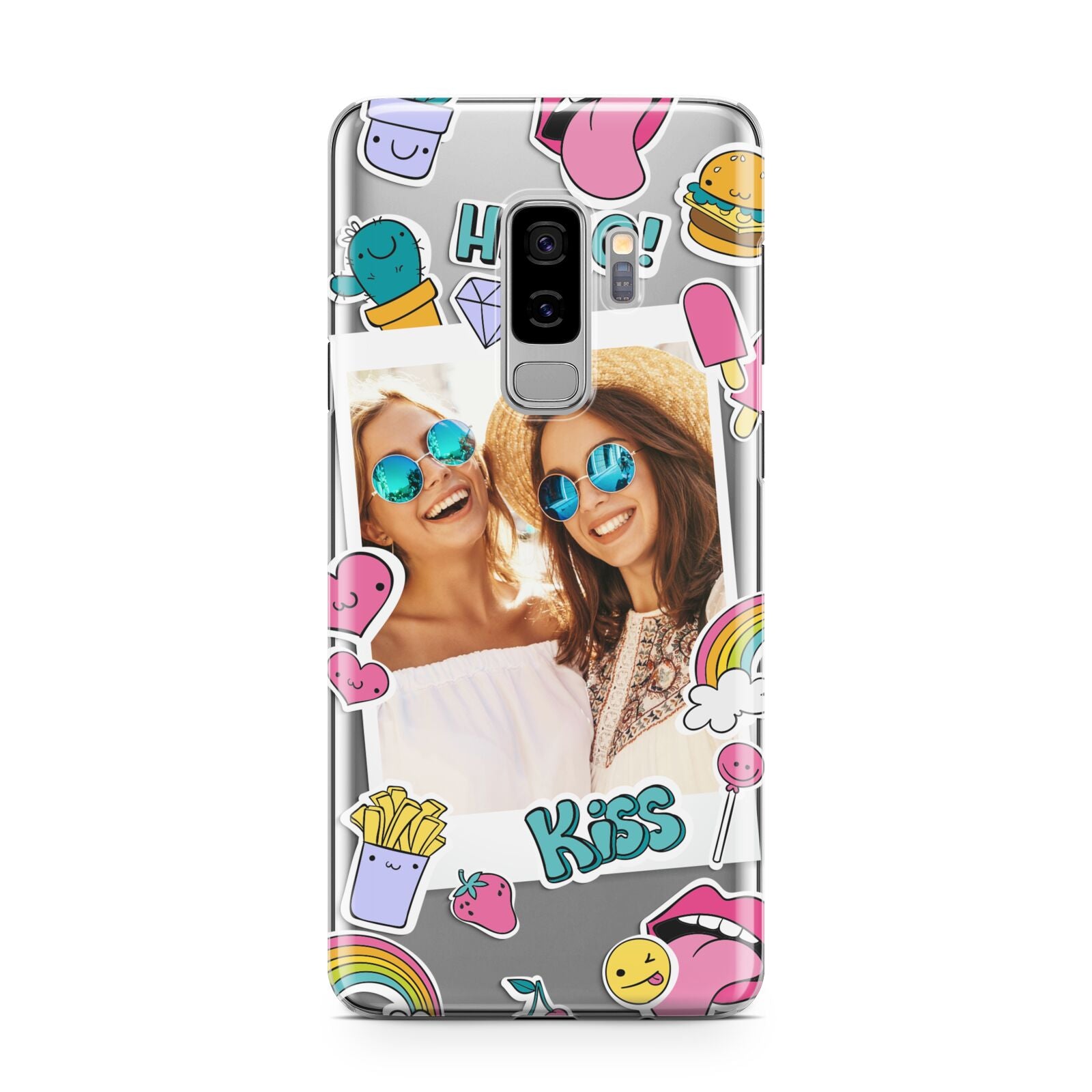 Photo Cute Stickers Samsung Galaxy S9 Plus Case on Silver phone