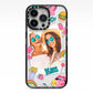 Photo Cute Stickers iPhone 13 Pro Black Impact Case on Silver phone
