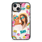 Photo Cute Stickers iPhone 14 Black Impact Case on Silver phone