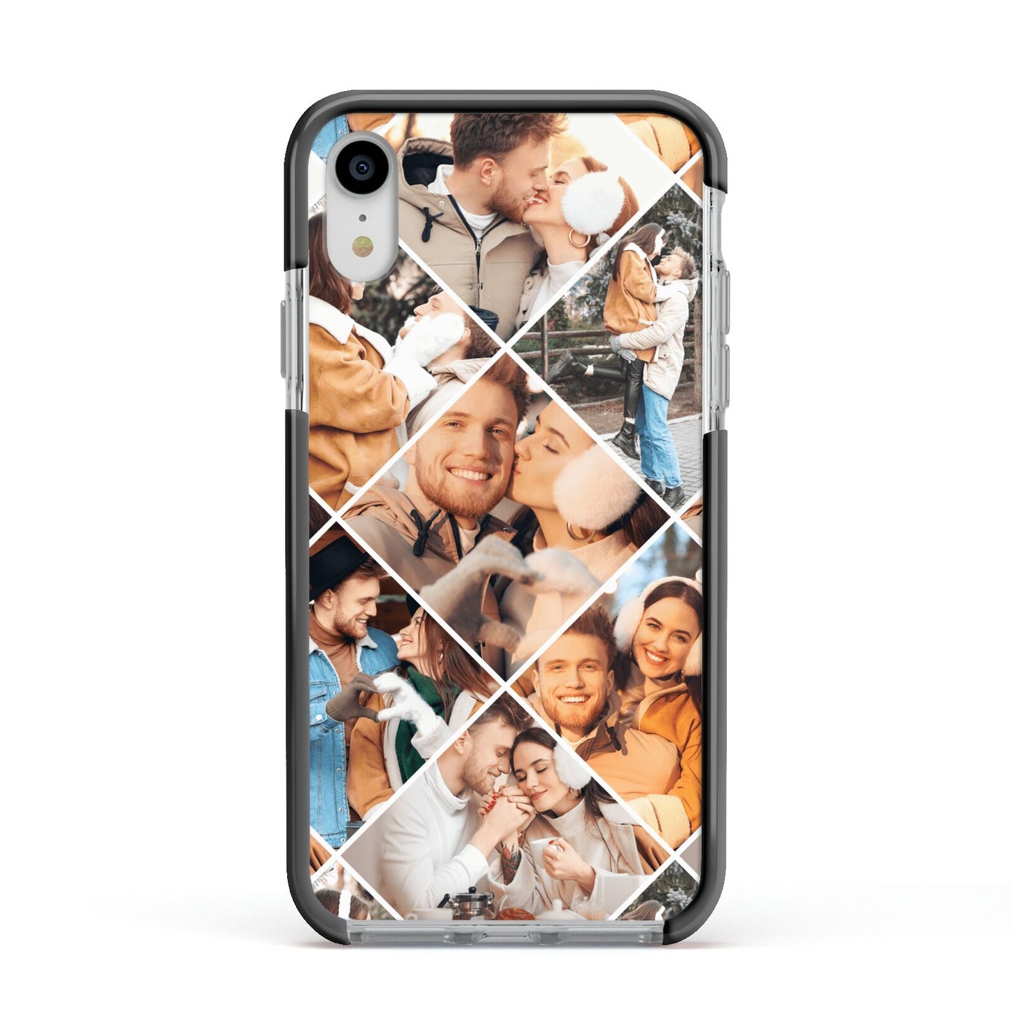 Photo Diamond Apple iPhone XR Impact Case Black Edge on Silver Phone