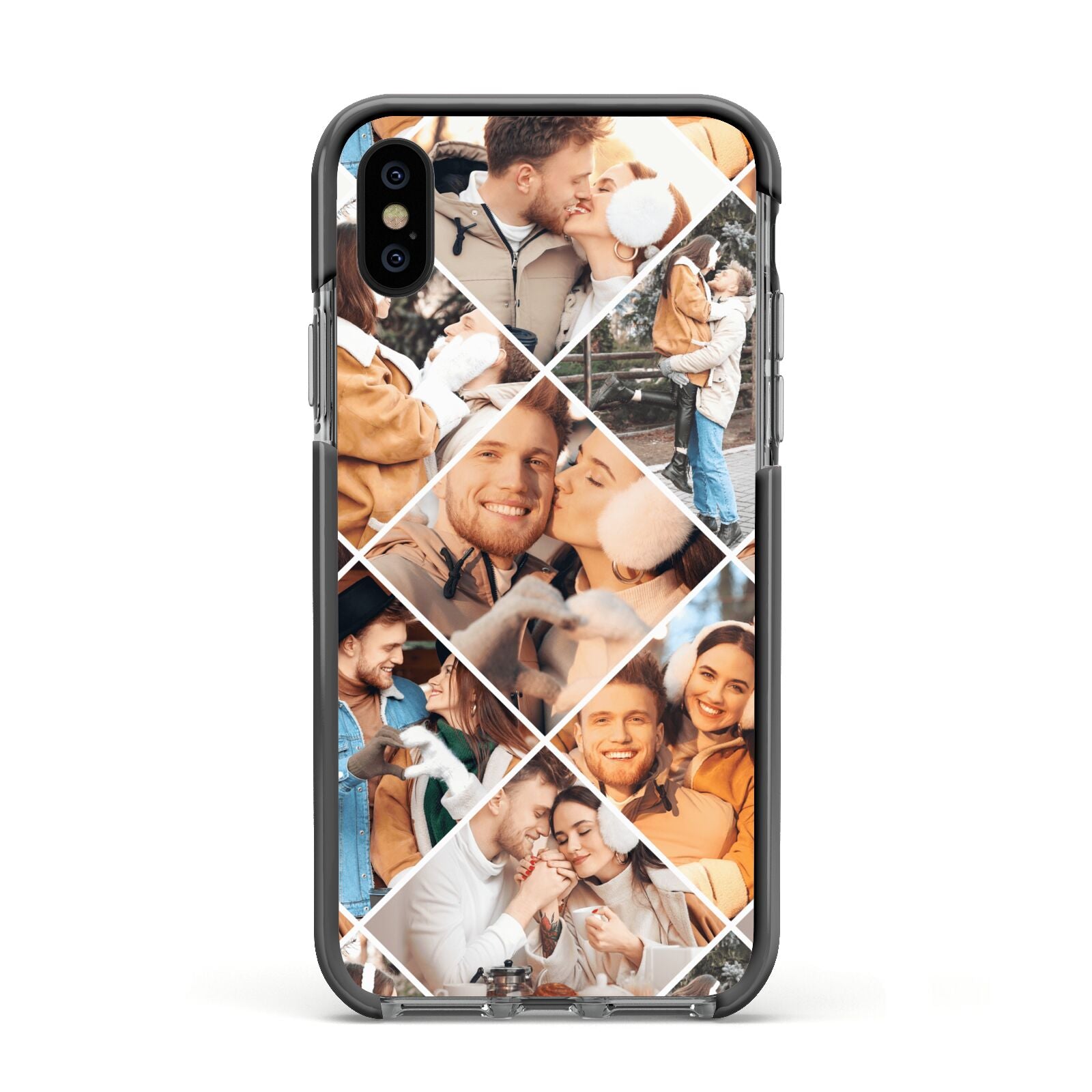 Photo Diamond Apple iPhone Xs Impact Case Black Edge on Black Phone