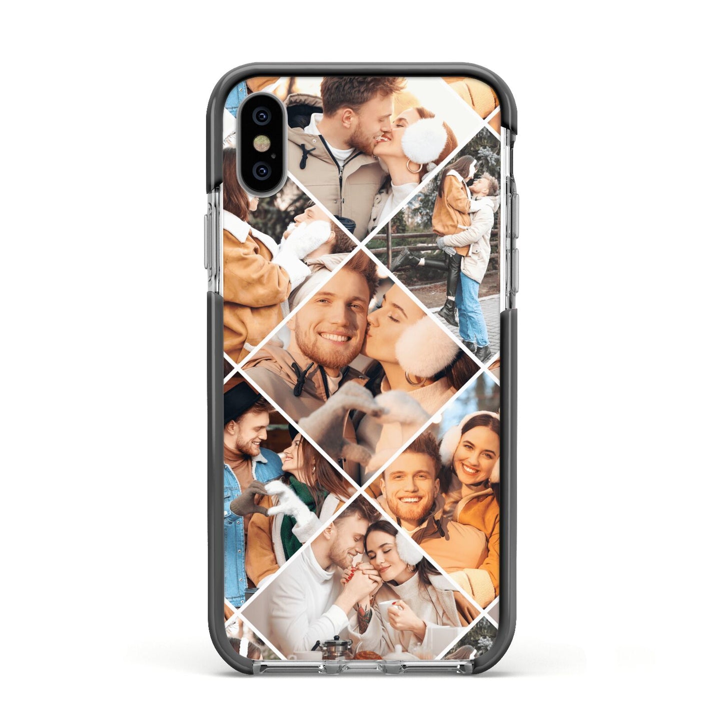 Photo Diamond Apple iPhone Xs Impact Case Black Edge on Silver Phone
