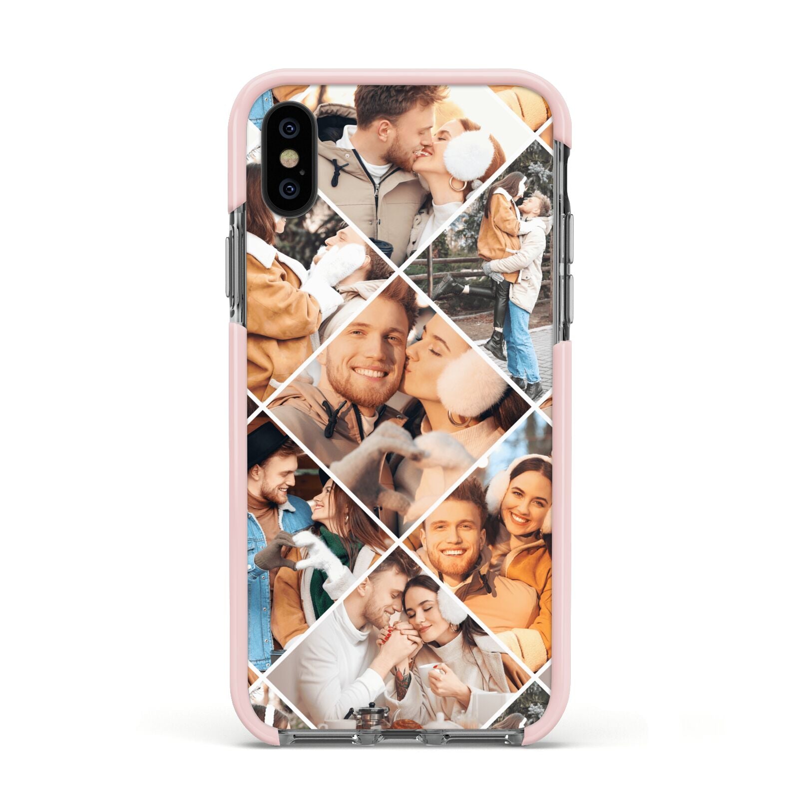Photo Diamond Apple iPhone Xs Impact Case Pink Edge on Black Phone