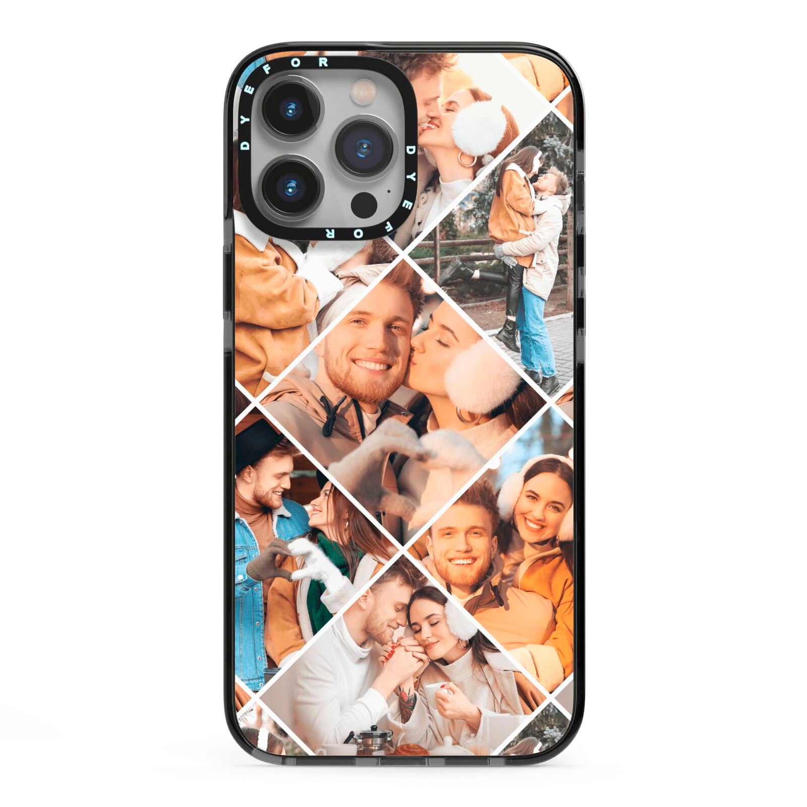 Photo Diamond iPhone 13 Pro Max Black Impact Case on Silver phone