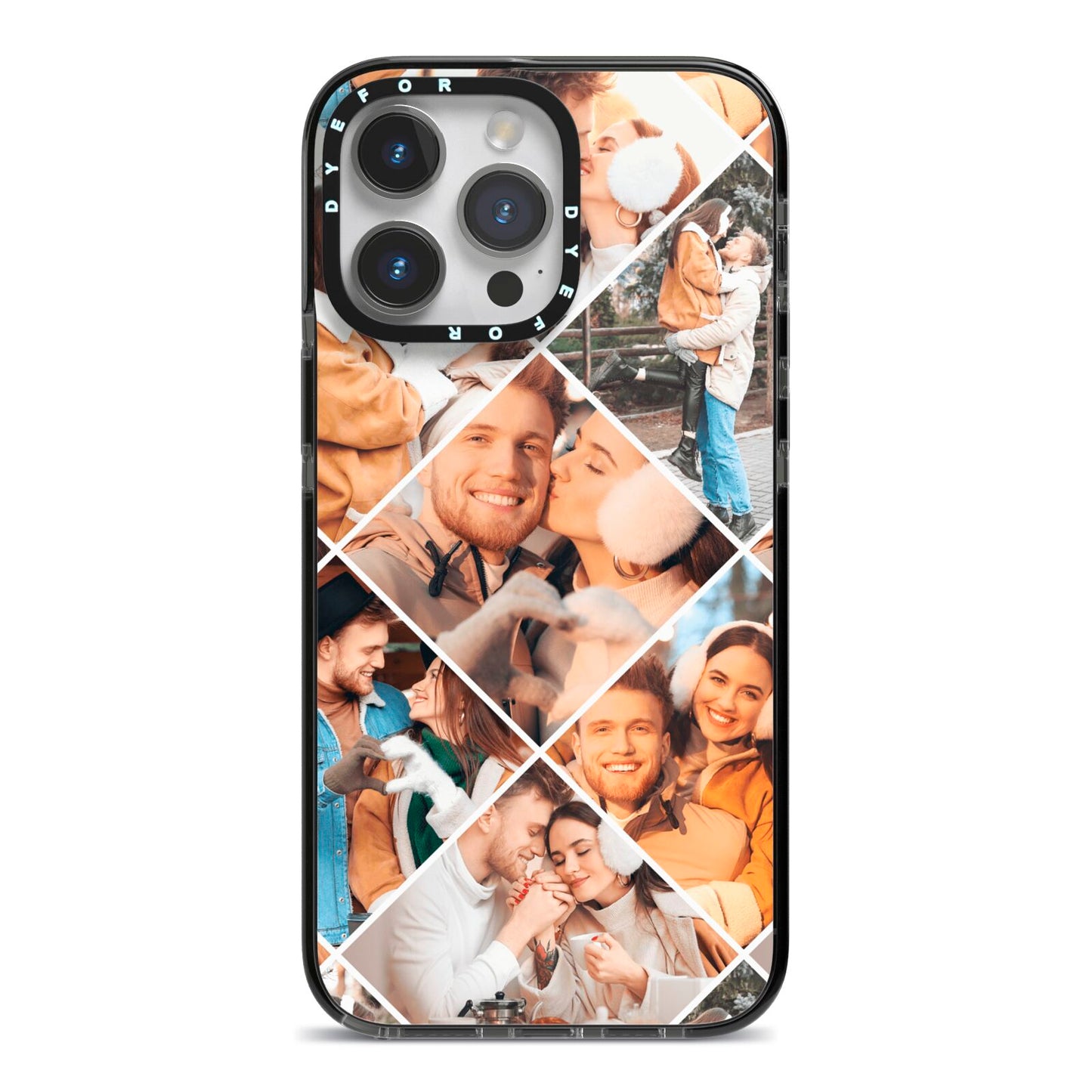 Photo Diamond iPhone 14 Pro Max Black Impact Case on Silver phone