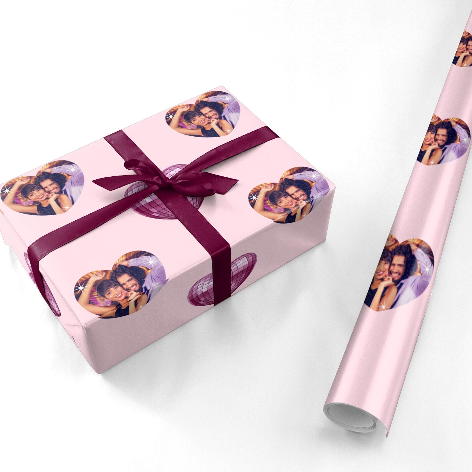 Photo Disco Heart Personalised Wrapping Paper