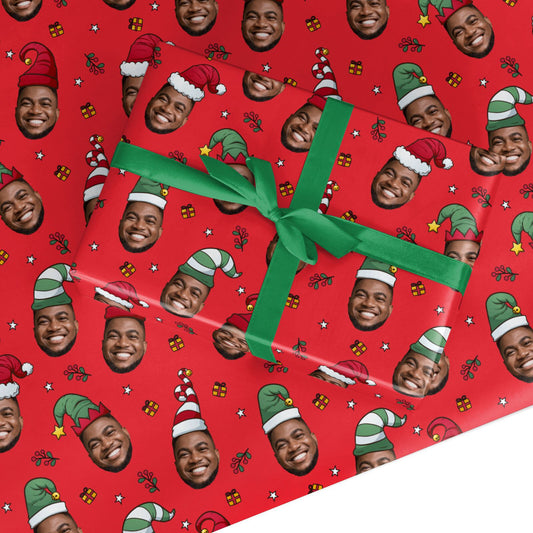 Photo Face Christmas Hats Personalised Custom Wrapping Paper