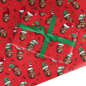 Foto Gesicht Weihnachtshüte Personalisiertes Verpackungspapier