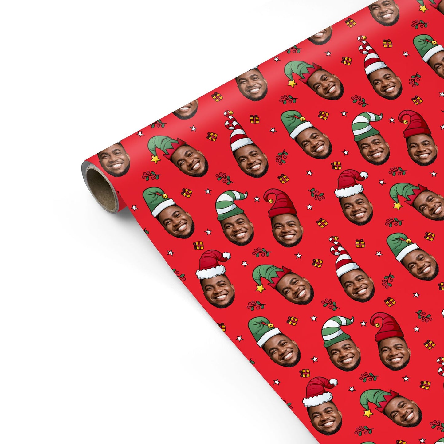 Photo Face Christmas Hats Personalised Personalised Gift Wrap