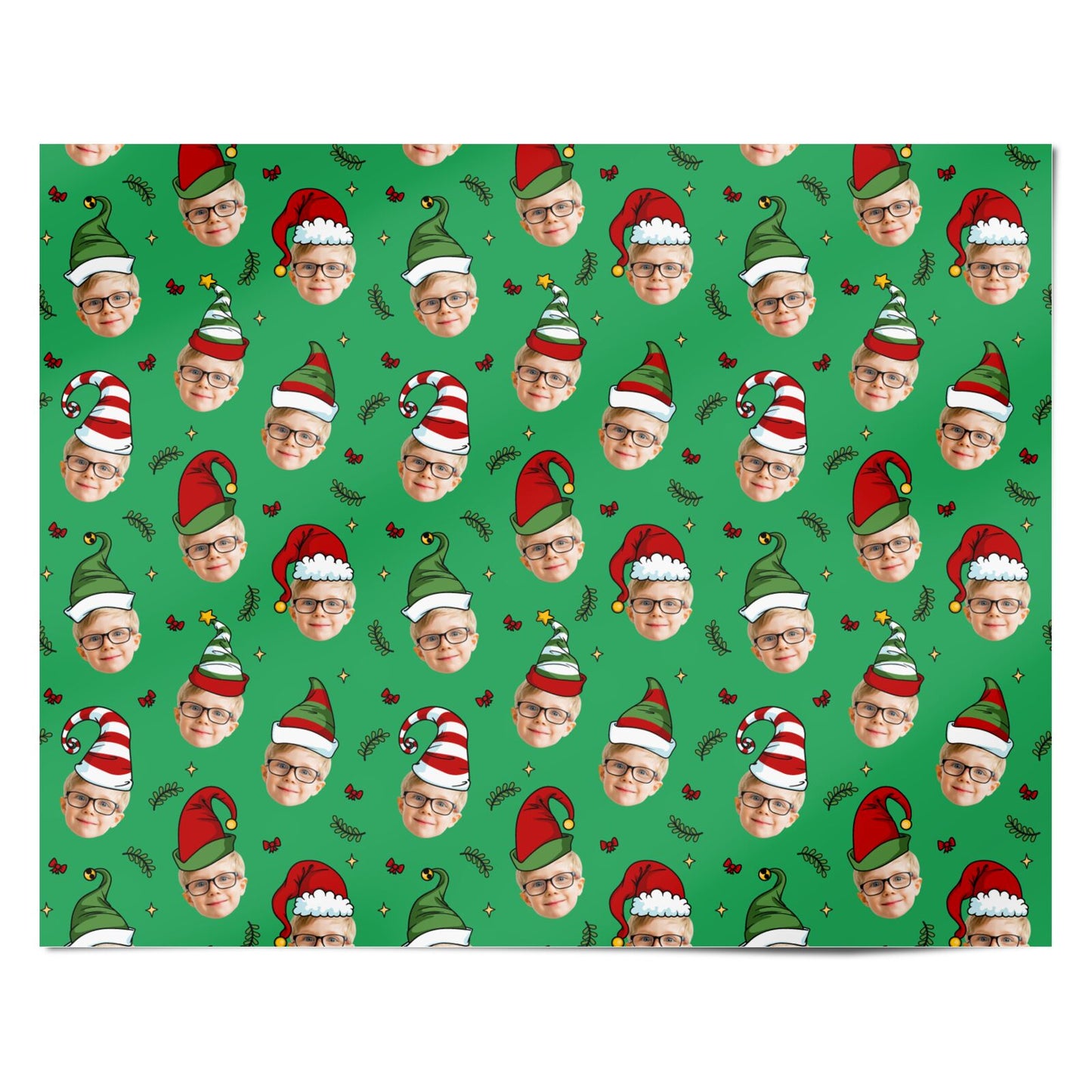 Photo Face Personalised Christmas Hats Personalised Wrapping Paper Alternative