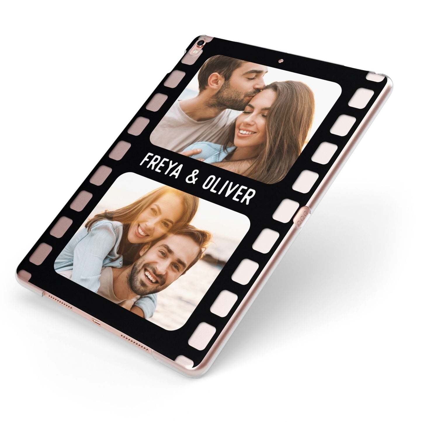 Photo Film Personalised Apple iPad Case on Rose Gold iPad Side View