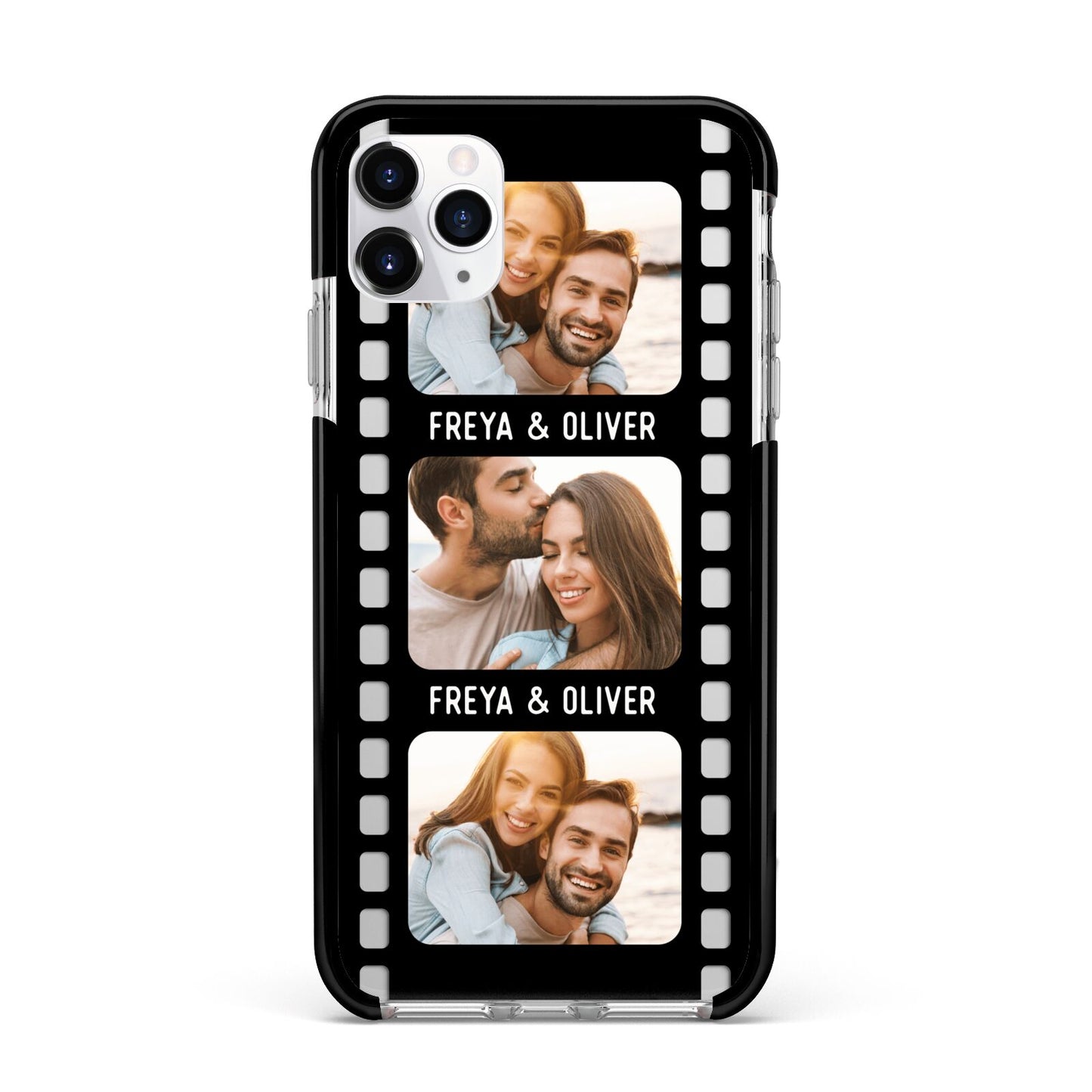 Photo Film Personalised Apple iPhone 11 Pro Max in Silver with Black Impact Case
