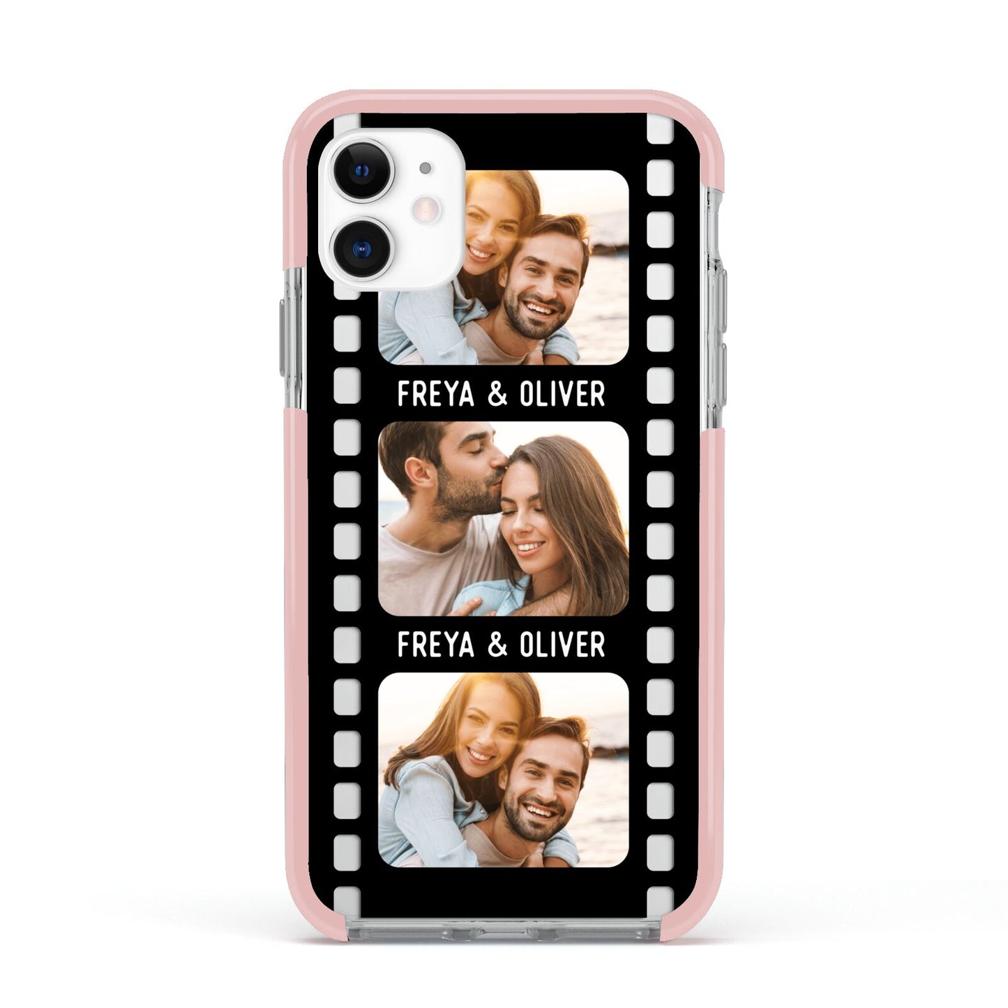 Photo Film Personalised Apple iPhone 11 in White with Pink Impact Case