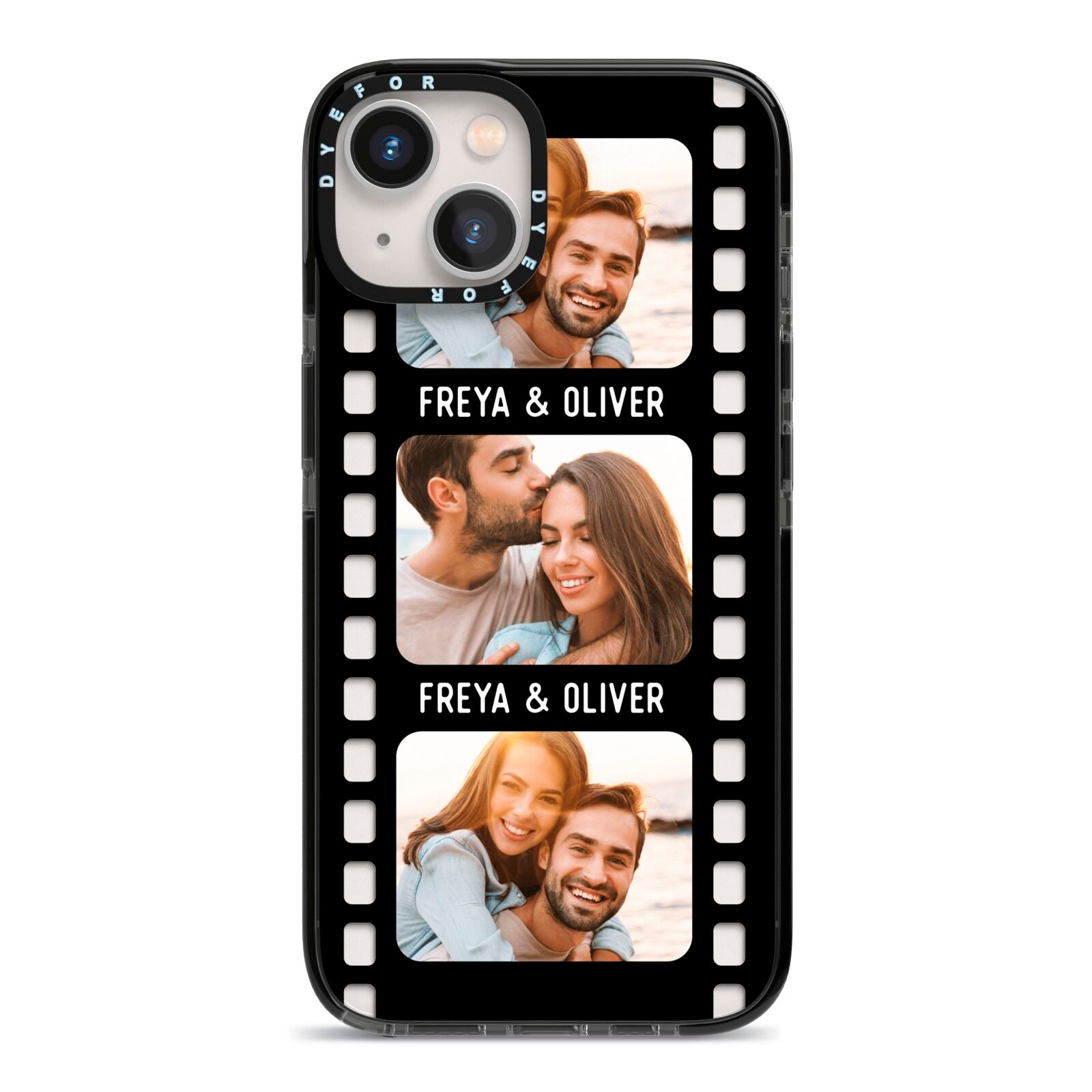 Photo Film Personalised iPhone 13 Black Impact Case on Silver phone