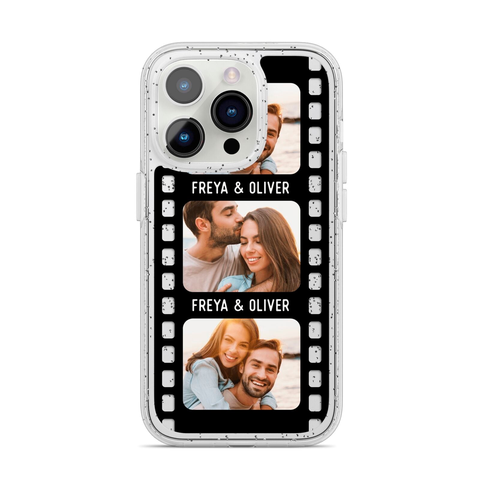 Photo Film Personalised iPhone 14 Pro Glitter Tough Case Silver
