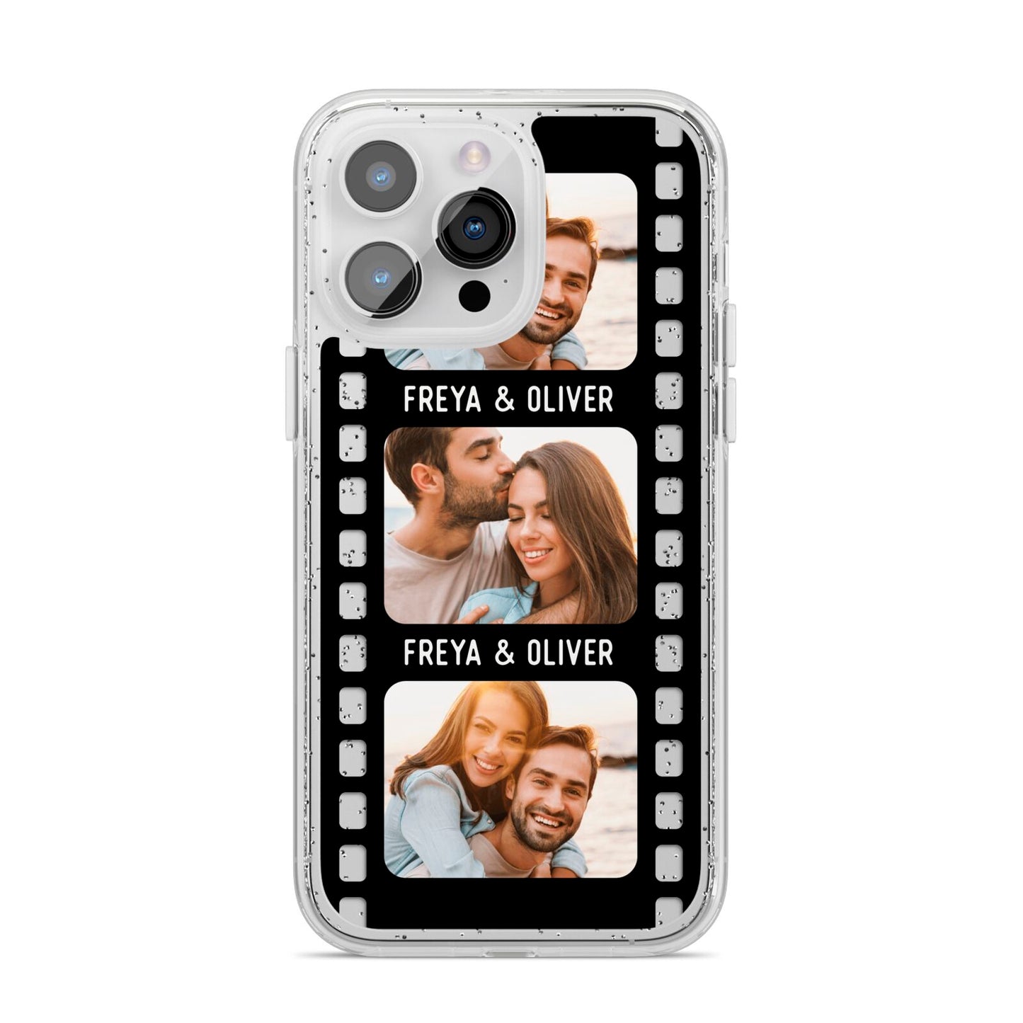 Photo Film Personalised iPhone 14 Pro Max Glitter Tough Case Silver