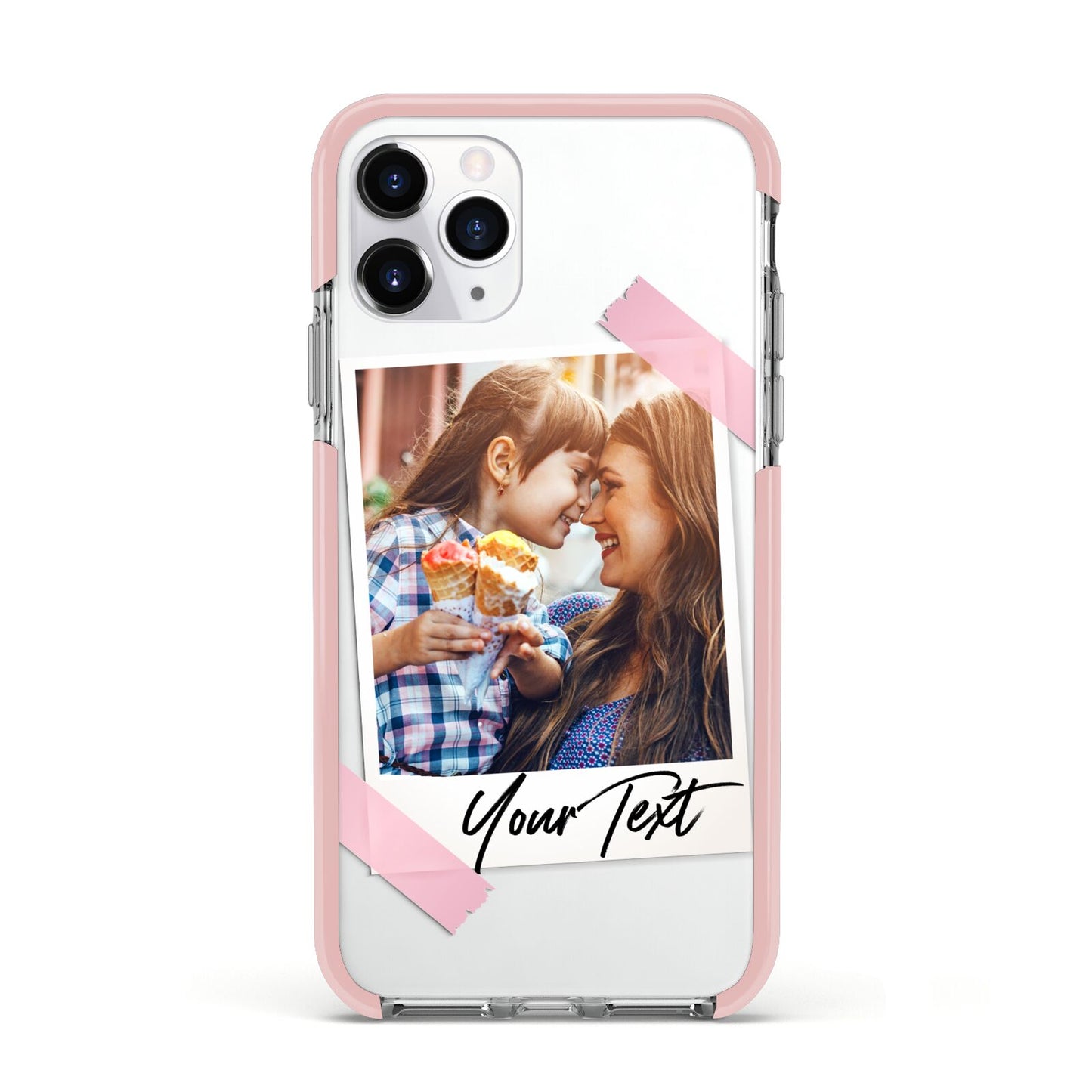 Photo Frame Apple iPhone 11 Pro in Silver with Pink Impact Case