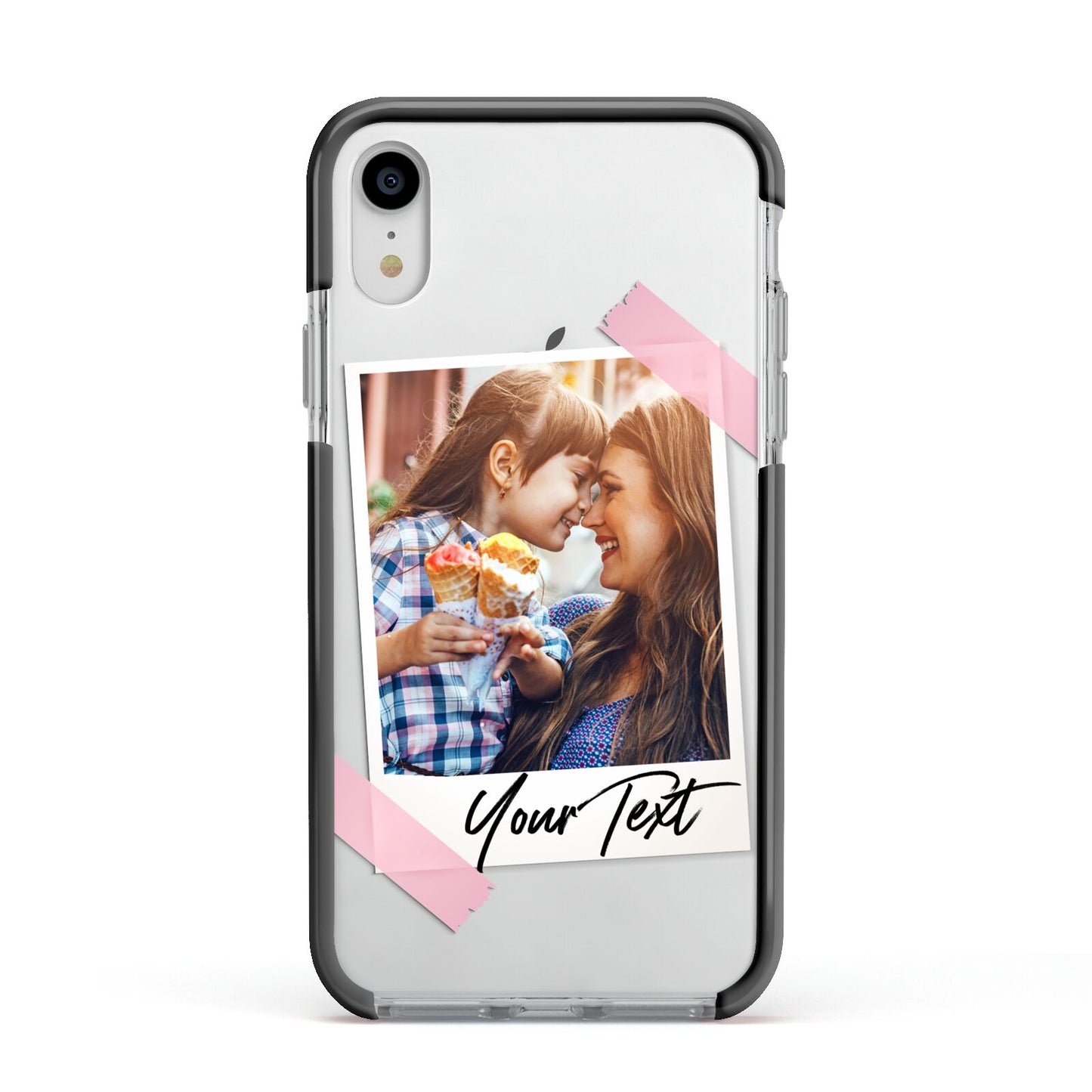 Photo Frame Apple iPhone XR Impact Case Black Edge on Silver Phone
