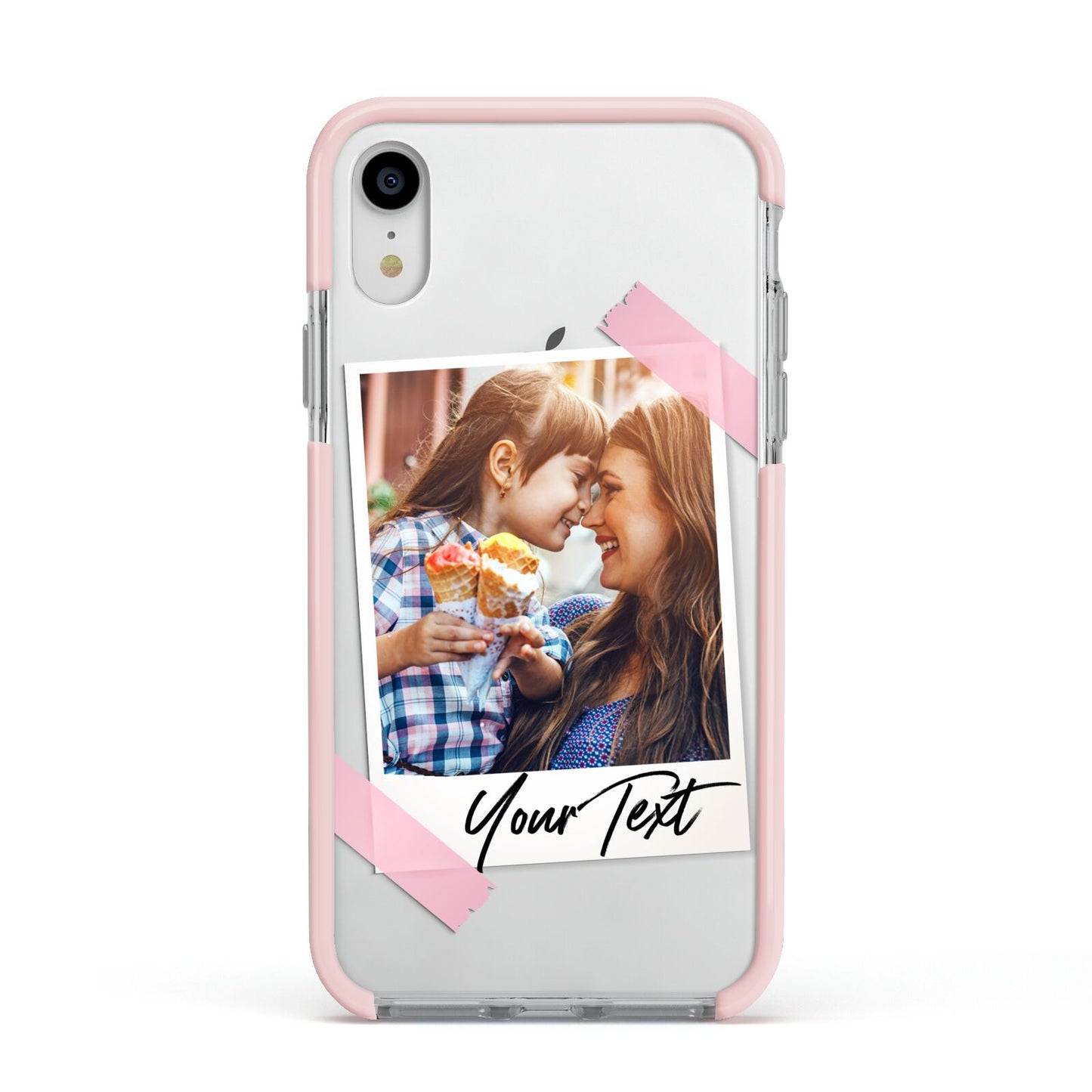 Photo Frame Apple iPhone XR Impact Case Pink Edge on Silver Phone