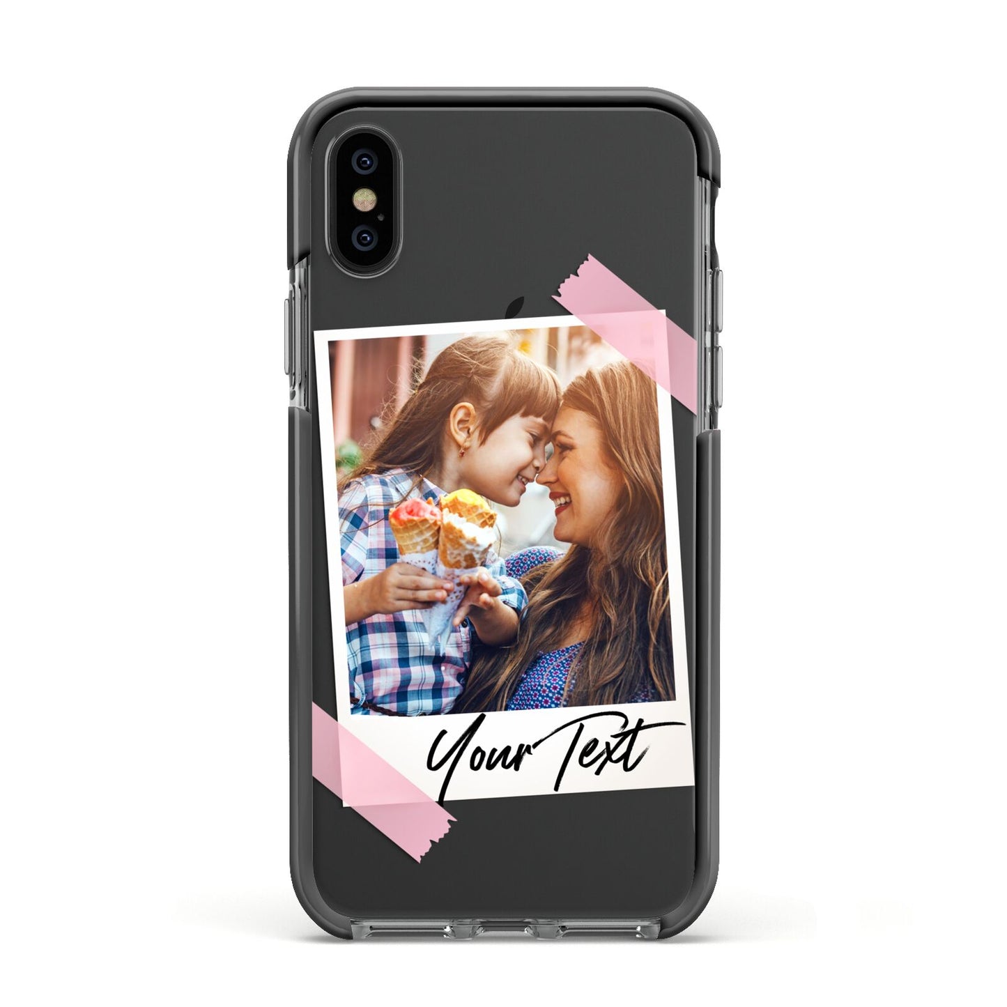 Photo Frame Apple iPhone Xs Impact Case Black Edge on Black Phone