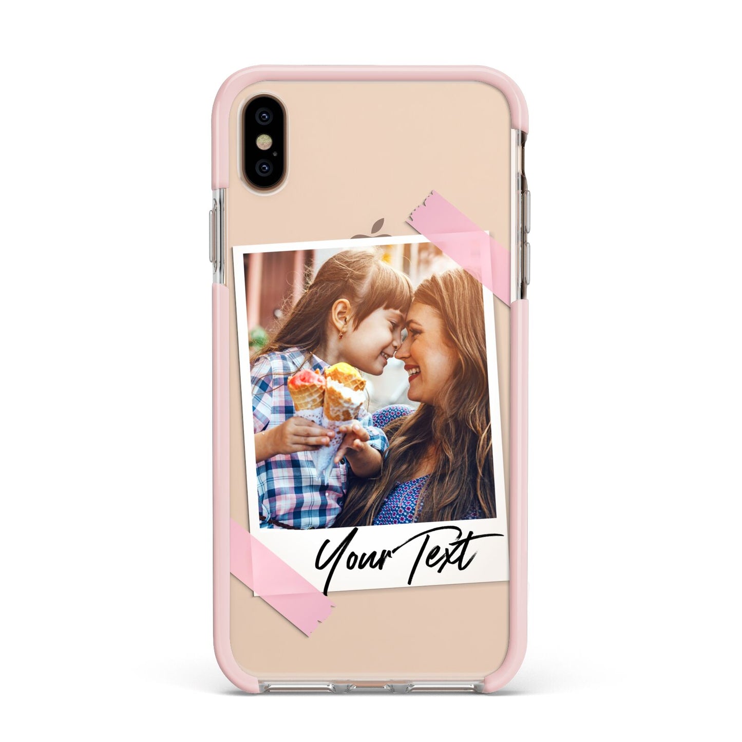 Photo Frame Apple iPhone Xs Max Impact Case Pink Edge on Gold Phone