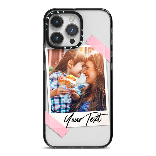 Photo Frame iPhone 14 Pro Max Black Impact Case on Silver phone