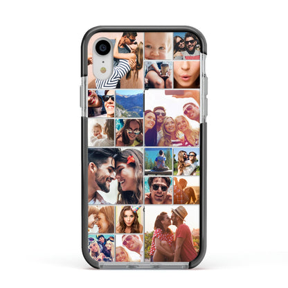 Photo Grid Apple iPhone XR Impact Case Black Edge on Silver Phone