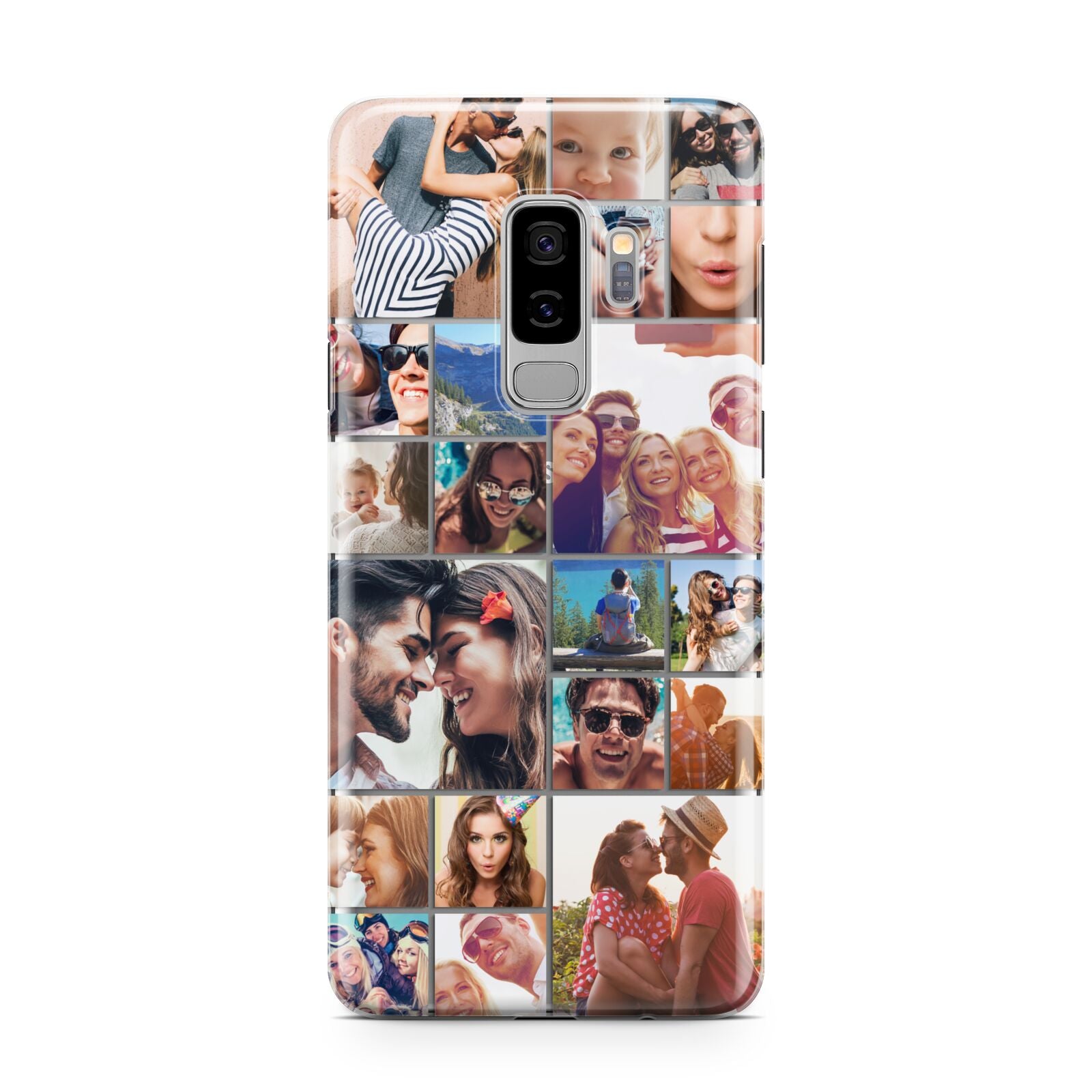 Photo Grid Samsung Galaxy S9 Plus Case on Silver phone