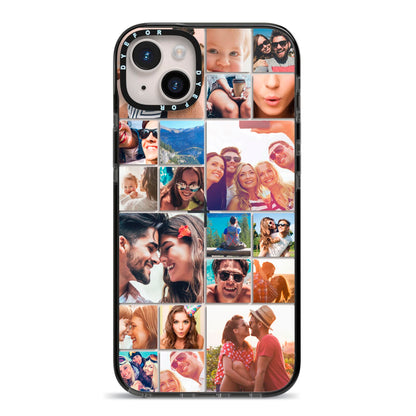 Photo Grid iPhone 14 Plus Black Impact Case on Silver phone
