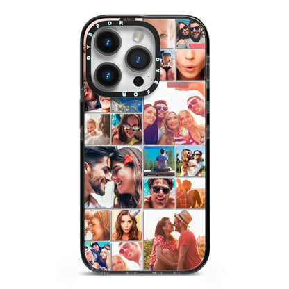 Photo Grid iPhone 14 Pro Black Impact Case on Silver phone