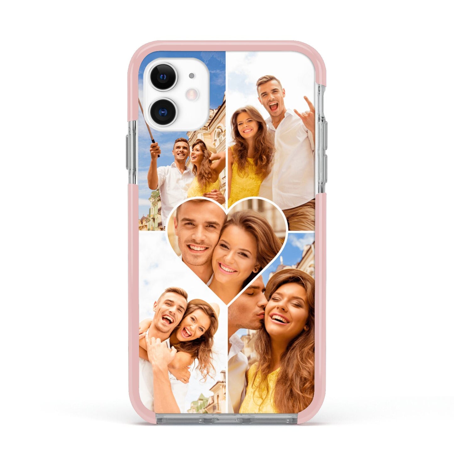 Photo Heart Apple iPhone 11 in White with Pink Impact Case