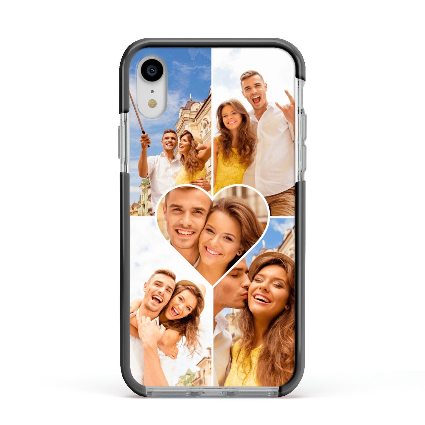 Photo Heart Apple iPhone XR Impact Case Black Edge on Silver Phone