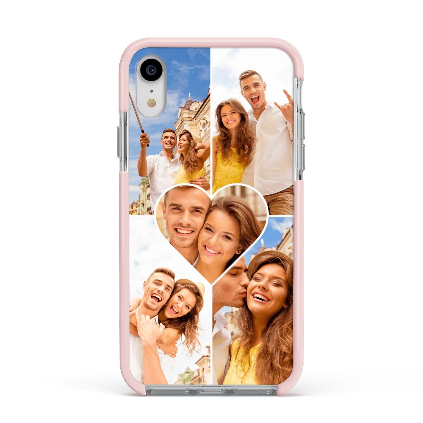 Photo Heart Apple iPhone XR Impact Case Pink Edge on Silver Phone