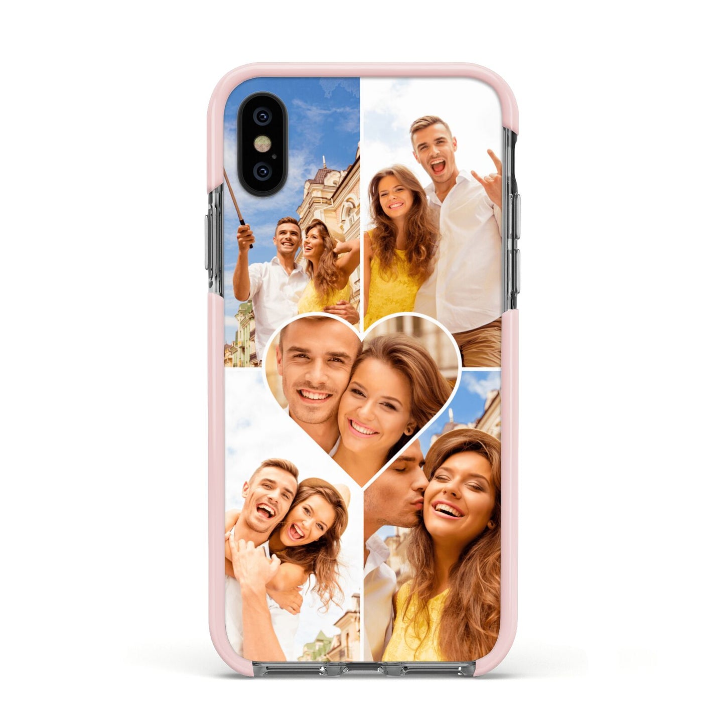 Photo Heart Apple iPhone Xs Impact Case Pink Edge on Black Phone