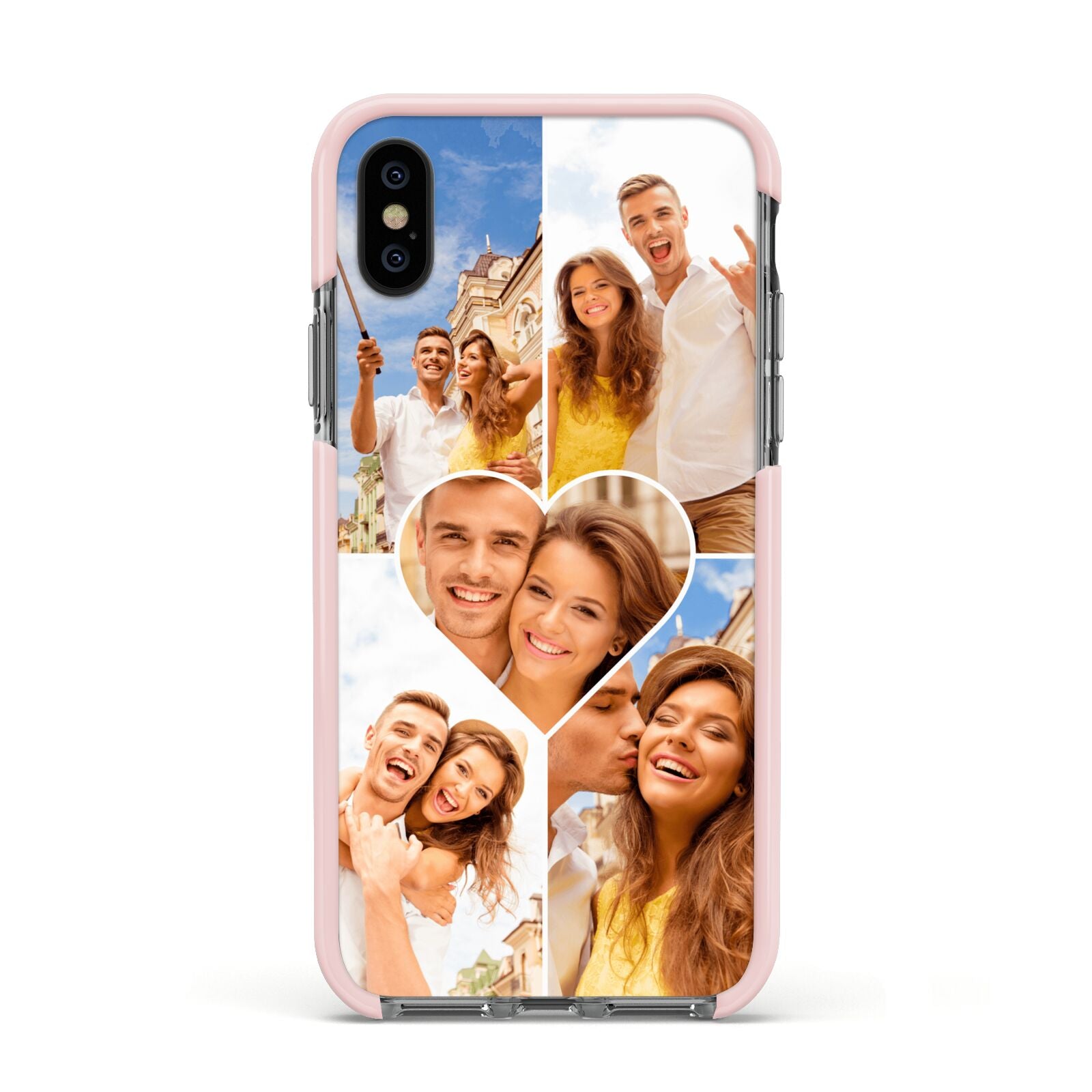 Photo Heart Apple iPhone Xs Impact Case Pink Edge on Black Phone