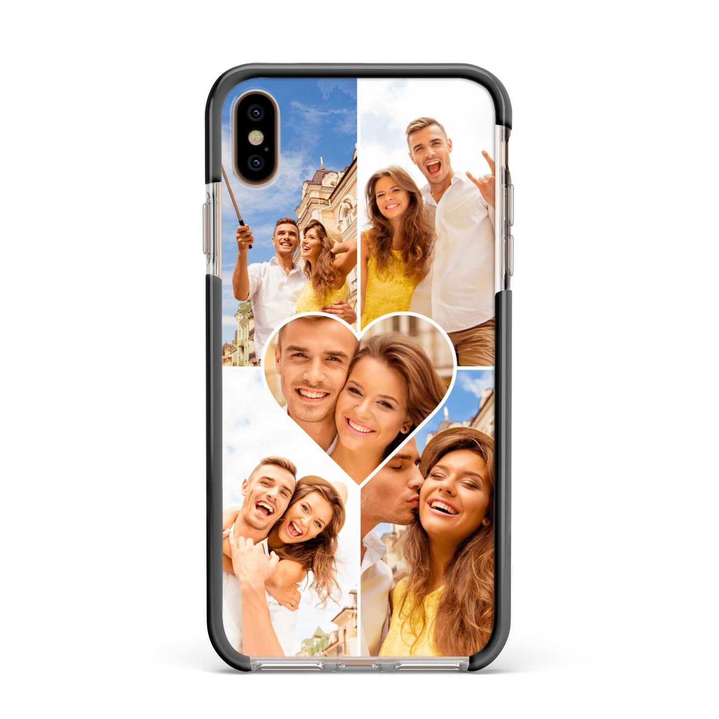 Photo Heart Apple iPhone Xs Max Impact Case Black Edge on Gold Phone