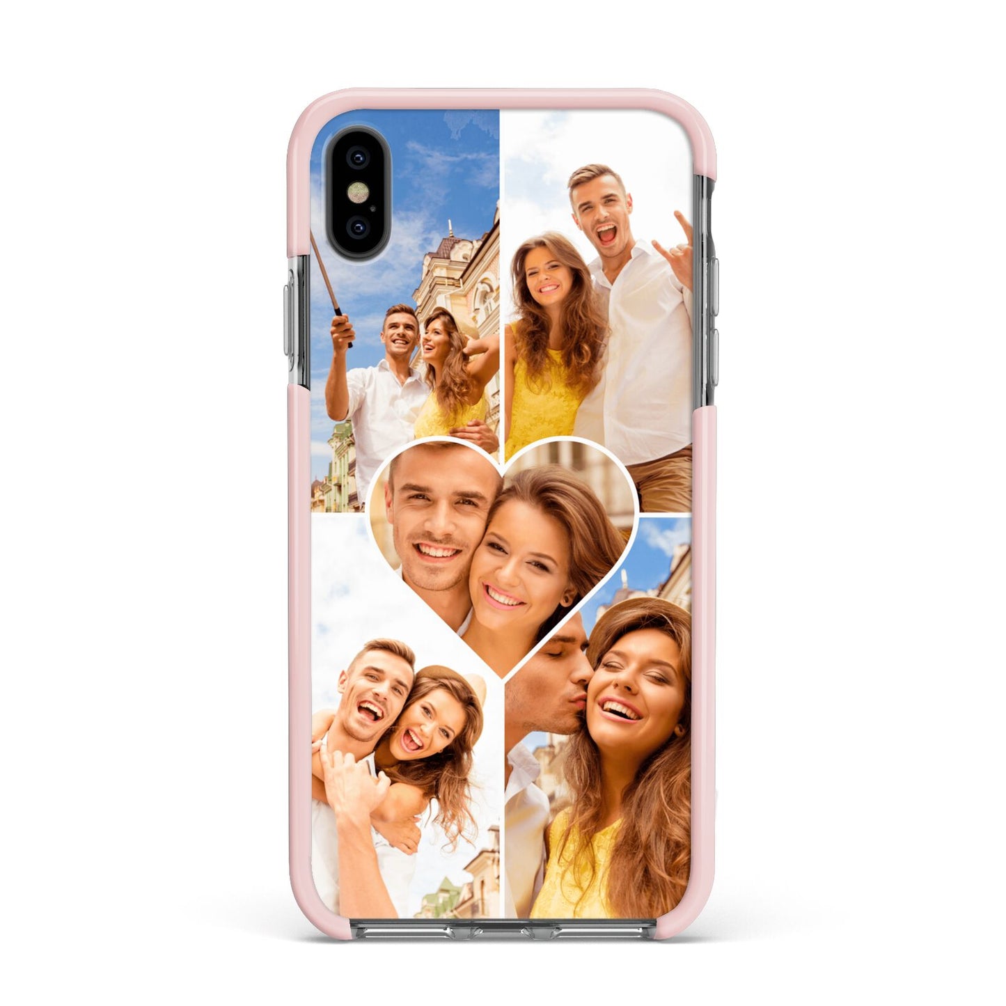 Photo Heart Apple iPhone Xs Max Impact Case Pink Edge on Black Phone