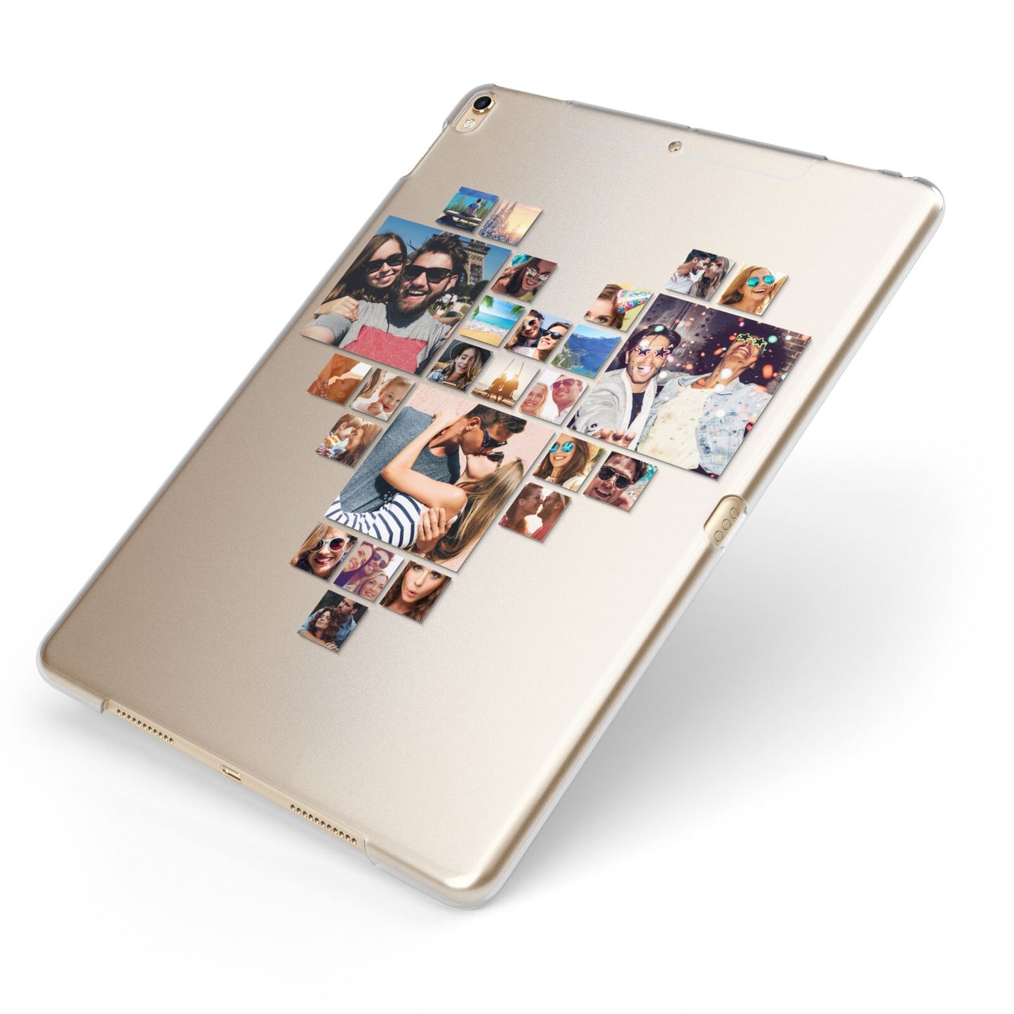Photo Heart Collage Apple iPad Case on Gold iPad Side View