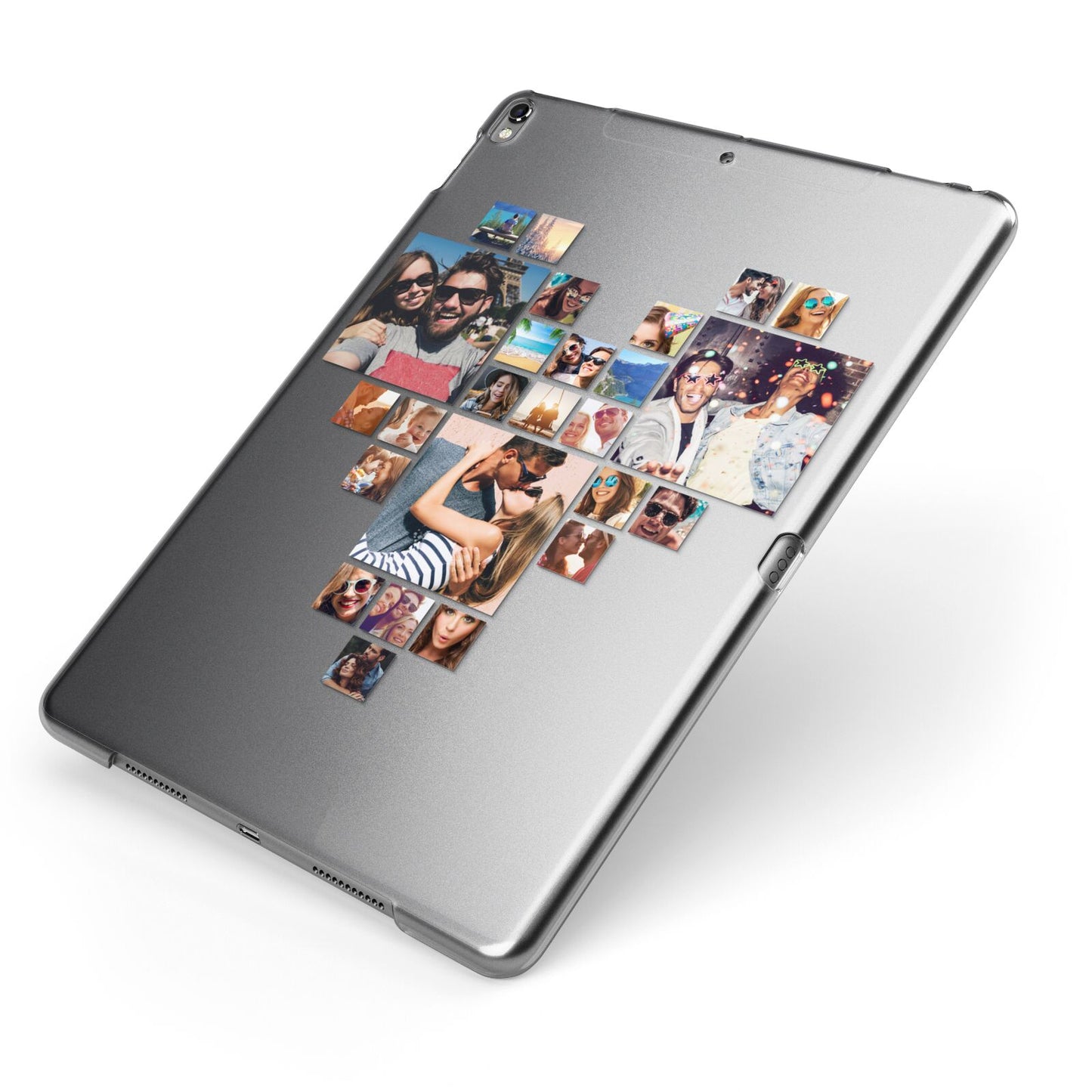 Photo Heart Collage Apple iPad Case on Grey iPad Side View