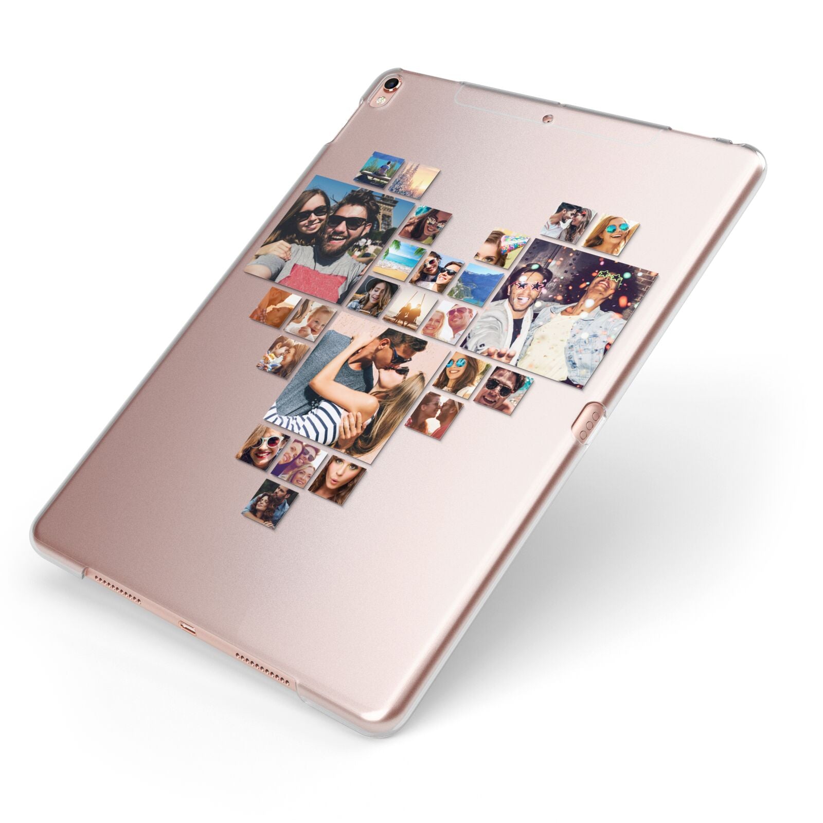 Photo Heart Collage Apple iPad Case on Rose Gold iPad Side View