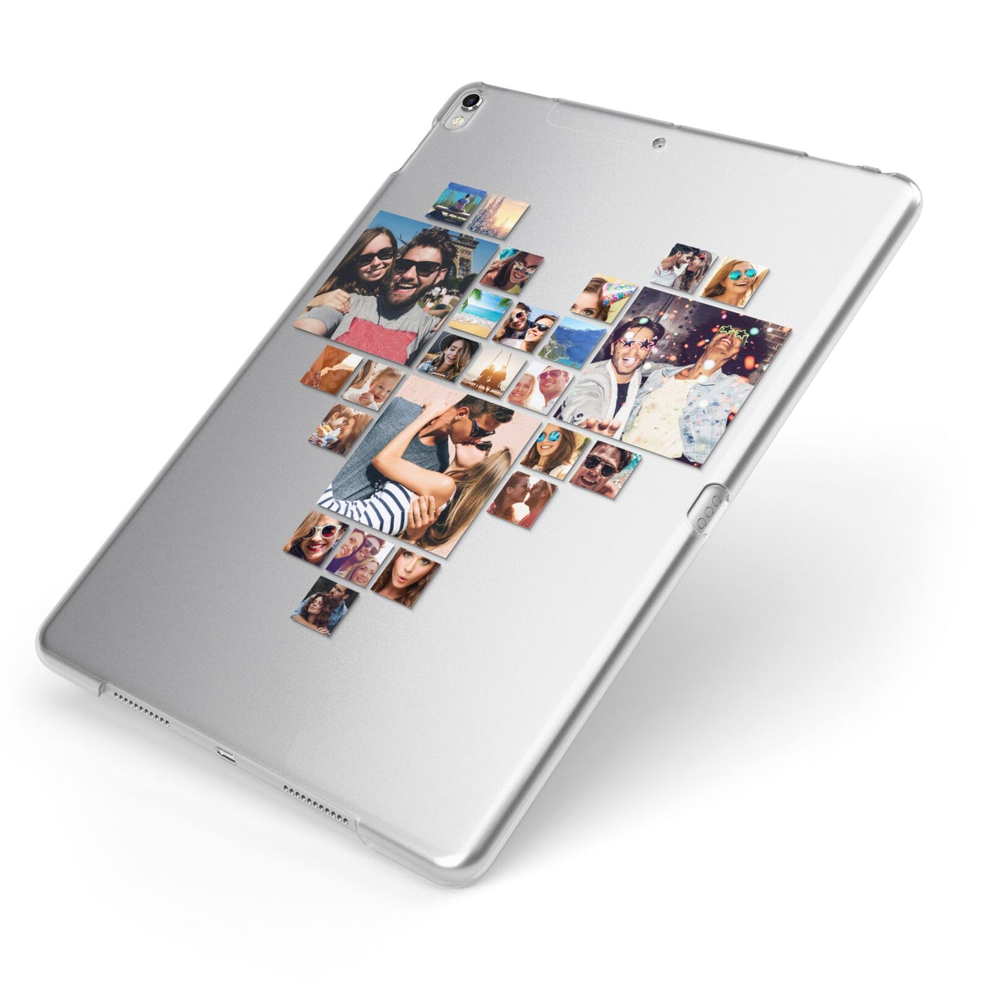 Photo Heart Collage Apple iPad Case on Silver iPad Side View