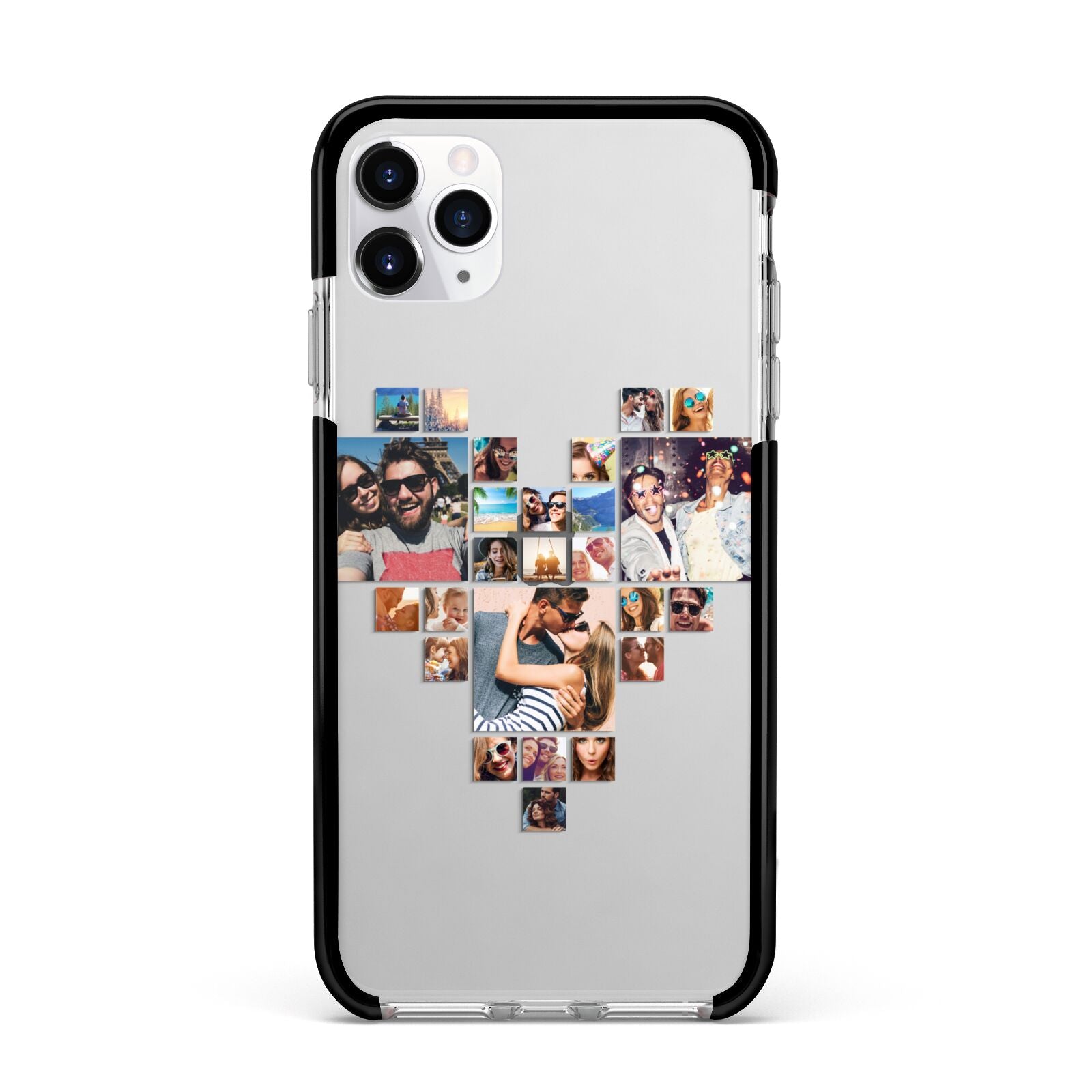 Photo Heart Collage Apple iPhone 11 Pro Max in Silver with Black Impact Case